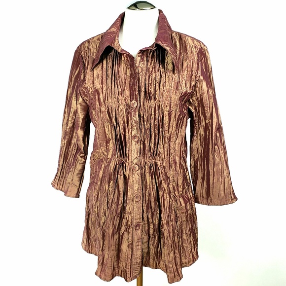 Noelle Tops - Noelle Copper Pink Iridescent Metallic Top Tunic